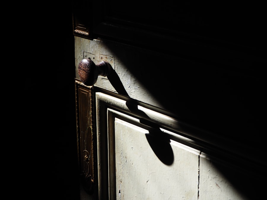 Close-up of a door handle and lock on a solid composite entrance door